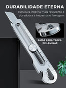 Estilete Inox Multiuso 6 em 1 • 100% Aço Inox (+10 LÂMINAS GRÁTIS)