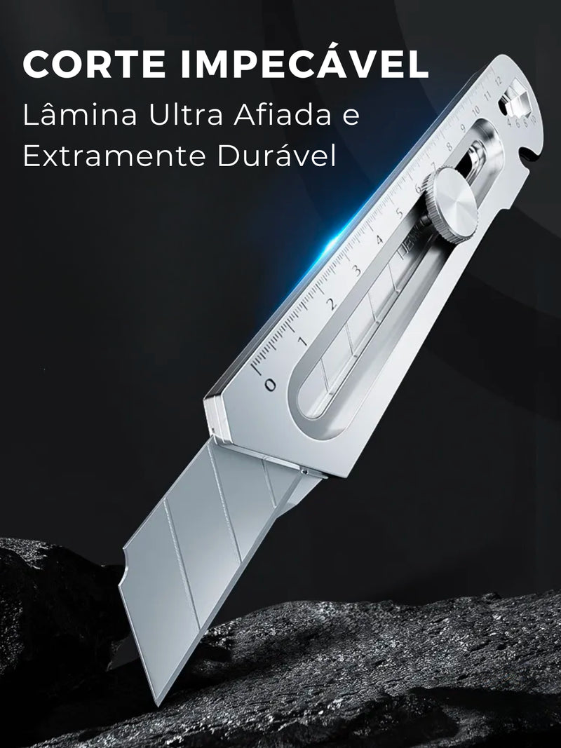 Estilete Inox Multiuso 6 em 1 • 100% Aço Inox (+10 LÂMINAS GRÁTIS)