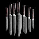 Kit Completo 8 Facas Acabamento em Damasco • Kit Pro Chef